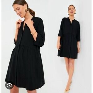 Tuckernuck Black Stretch Crepe Royal Shirt Dress sz XL Mini Half Sleeve NWT